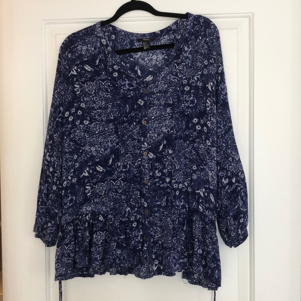Forever21 Blue Tunic Shirt